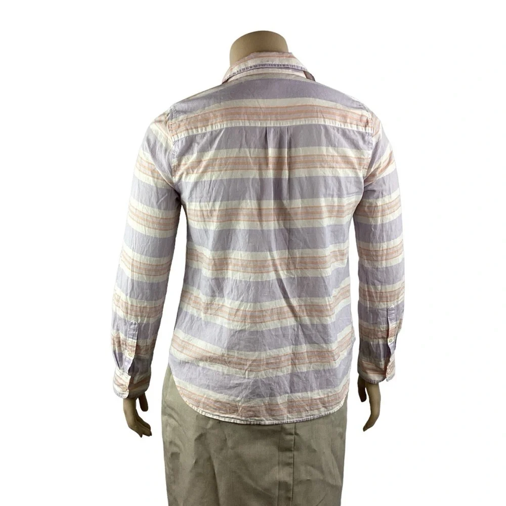 J.Crew Popover Top Size 12 Purple Stripe Cotton